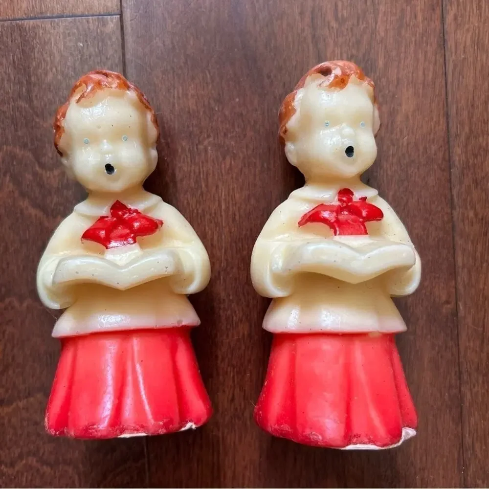 Vintage 50s Gurley Tavern Choir Boy Candles, Set of Five, Three Small/Two Large